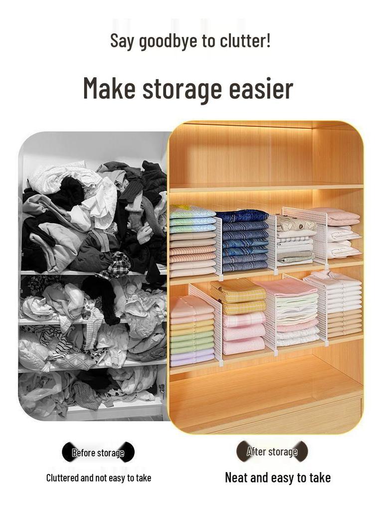 Punch-Free Cabinet & Wardrobe Divider - Multipurpose Storage & Organizer Rack
