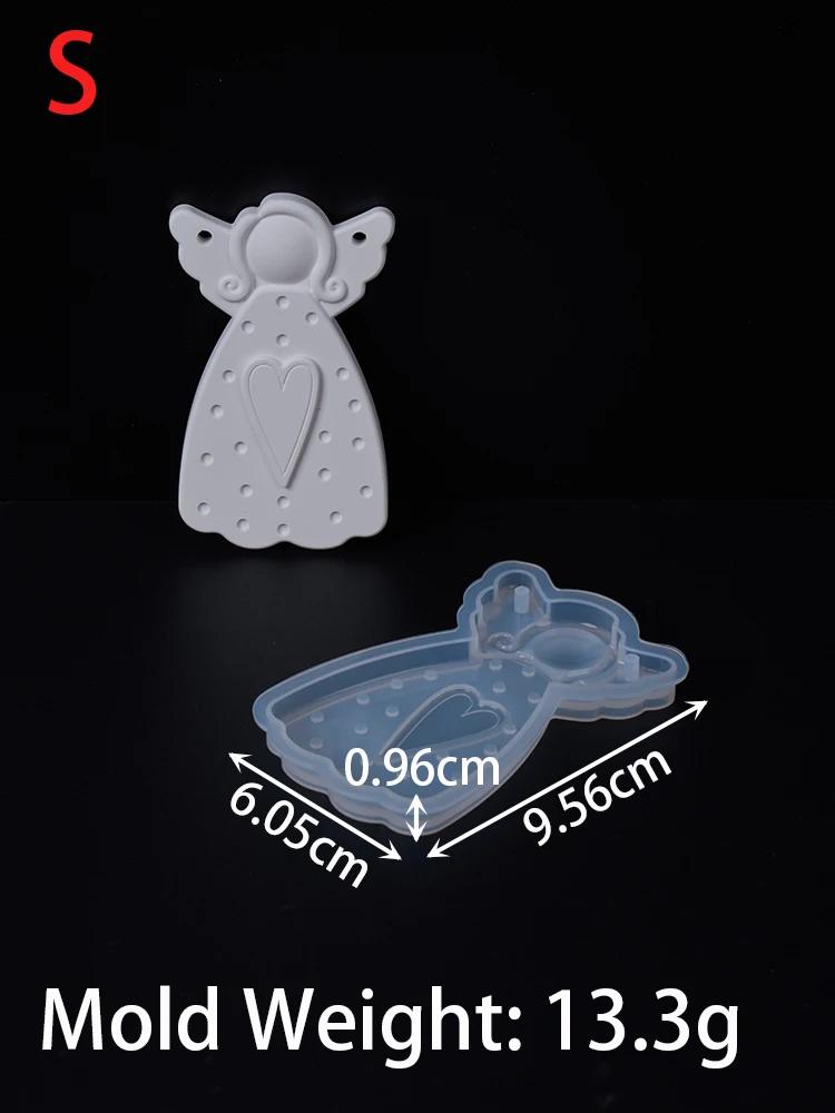DIY Faceless Angel Silicone Mold Christmas Tree Hanging Ornament Plaster Concrete Resin Mould Heart Dot Texture Dress Girl Craft