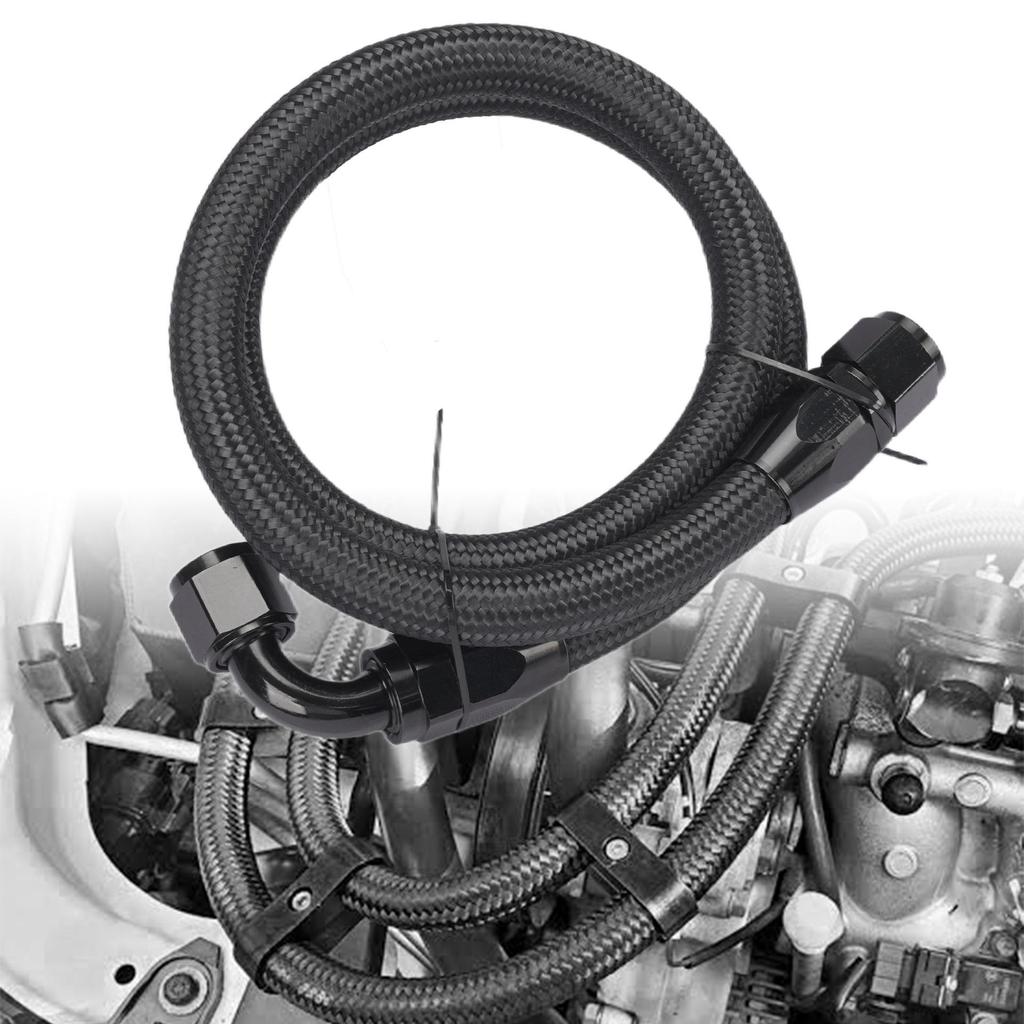 1m 10 AN Black Nylon Braided Oil/Gas Hose Kit with Detachable Fittings