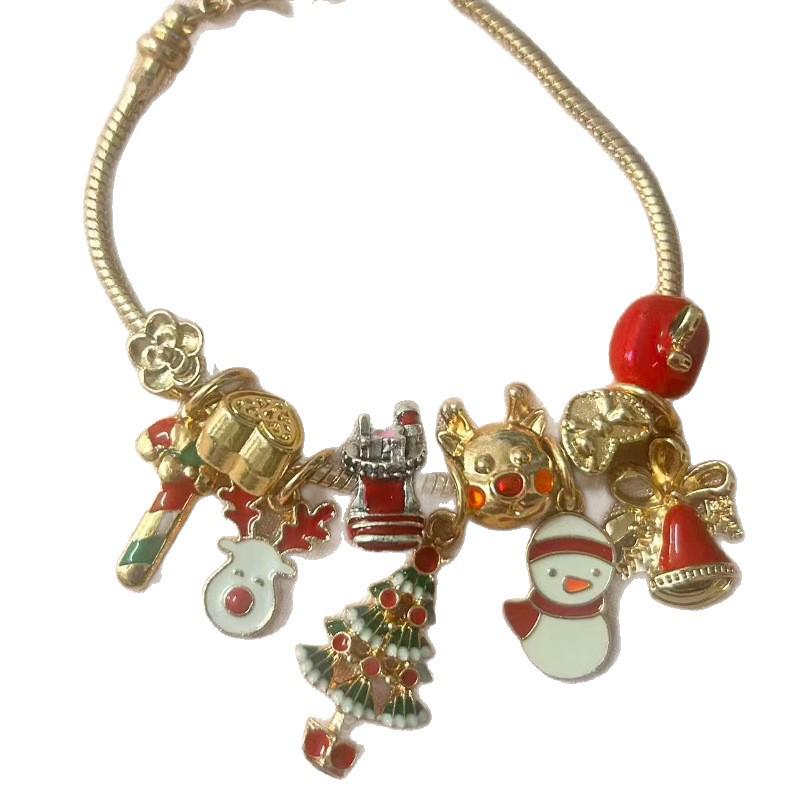 New European and American Cross-Border Pandora-Style Beaded Christmas Bracelet