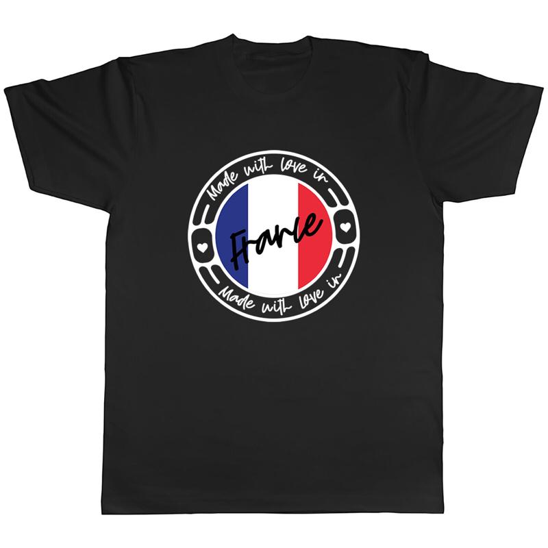 Made With Love In France Mens Unisex T-Shirt Tee S разноцветный