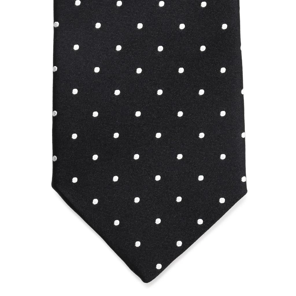 [Michiko London] Brand Necktie, Made In Japan, 100% Silk, Polka Dot Pattern (D: Black)