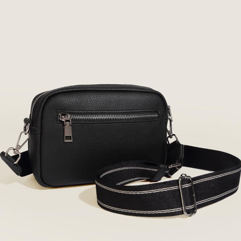 

new small bag wide shoulder webbing women s bag single shoulder messenger bag square bag bohemian multi-pocket чёрный