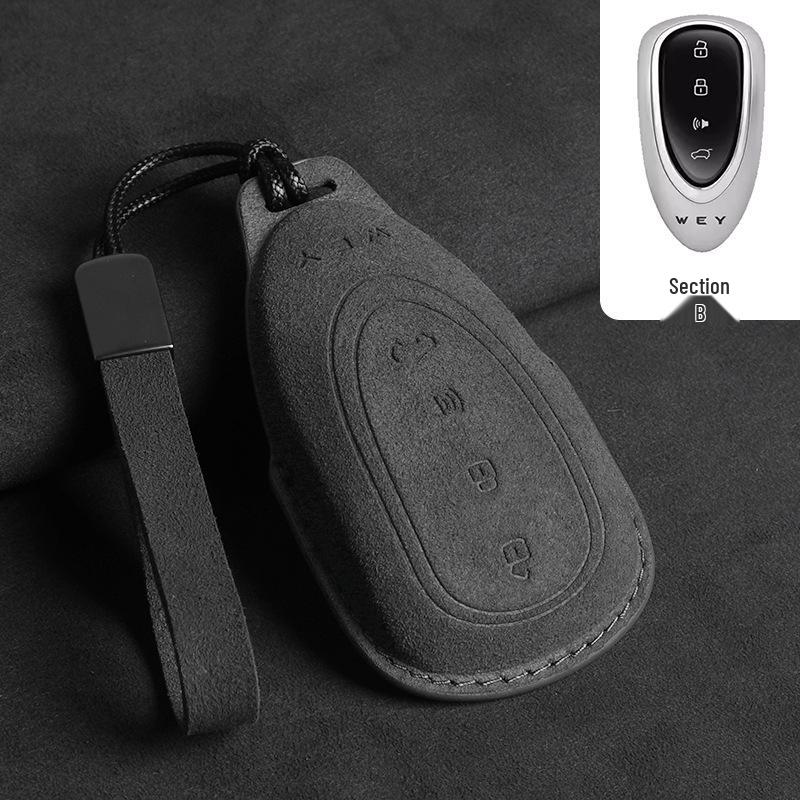

Wey Blue Mountain Key Case - Gaoshan Mocha Latte Macchiato Series, VV5/VV6/VV7/P8, Orange Suede 3D