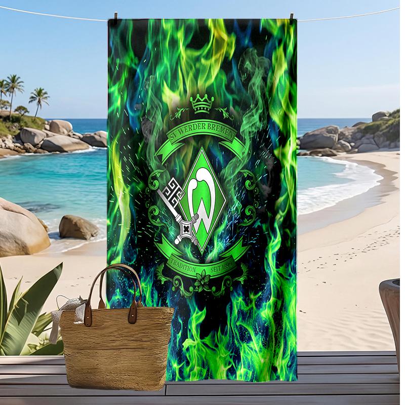 Asciugamano da Spiaggia con Stampa Calcio Werder Bremen, Asciugamano Grande Morbido ad Asciugatura Rapida per Spiaggia Campeggio Nuoto