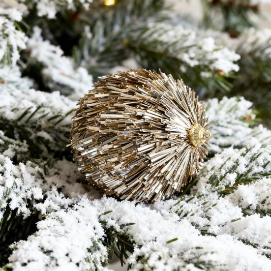 Glitter Tinsel Pom Poms Christmas Ornament Fluffy Pom Pom Ball Christmas Tree Hanging Deecoration for Holiday Party Decor