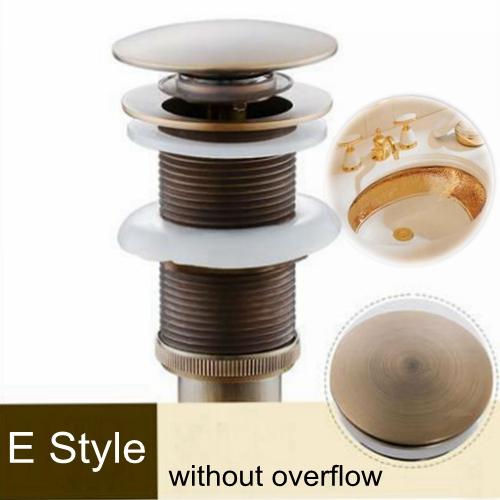Bathroom Lavatory Basin Sink Pop Up Drain with Round Carved Cover  Brass with & Without Overflow Vanity Sink Waste Drainer