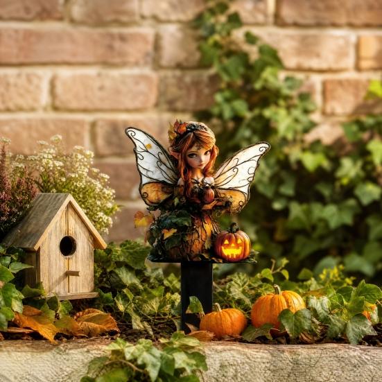 Halloween Fairy Garden Stake, 2D Acrylic Pumpkin House Sign Decoration, Holiday Party Fairy Garden Accessories for Outdoor Yard Lawn Pathway