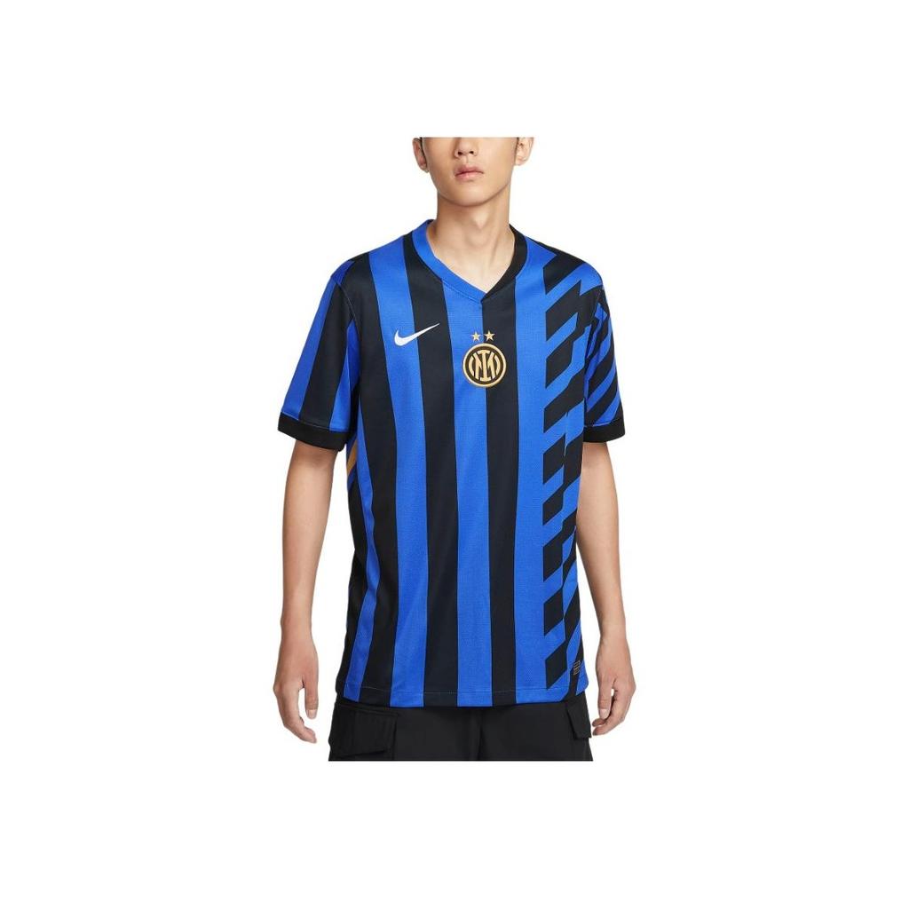Nike Inter Milan Logo Fashion Home Short Sleeve Football Shirt Men Tops Black Blue FN8787-440