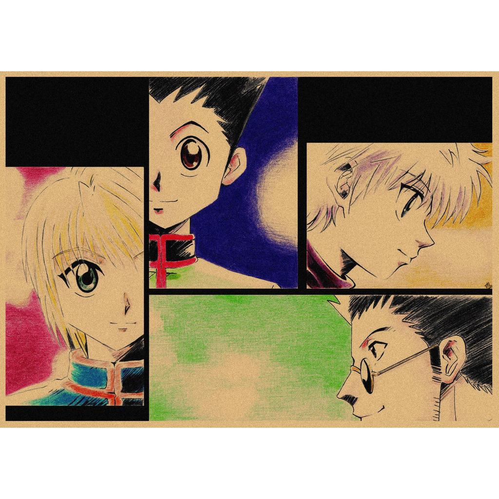 Retro Kraft Paper Wall Poster: Hunter X Hunter Japanese Anime Art for Bar & Cafe Decor