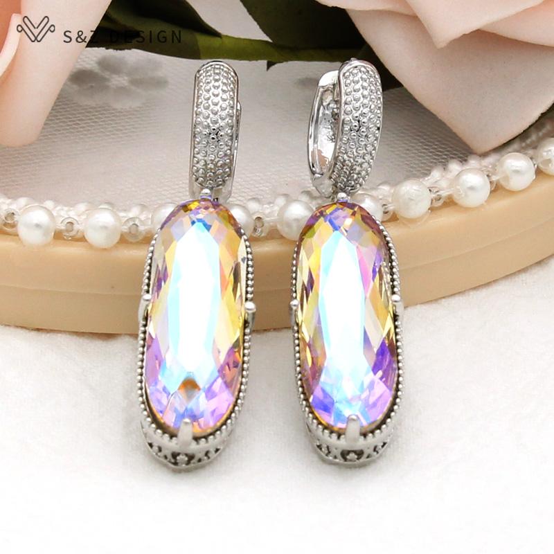 

Винтажные элегантные большие овальные серьги-капли с кристаллами для женщин, свадебные роскошные серьги цвета розового золота в форме яйца, ювелирные изделия в виде капель