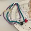 Cool Beaded Heart Choker Necklack Beaded Pendant Necklace Striking Beaded Collar Necklace Perfect Gift for Woman Girls