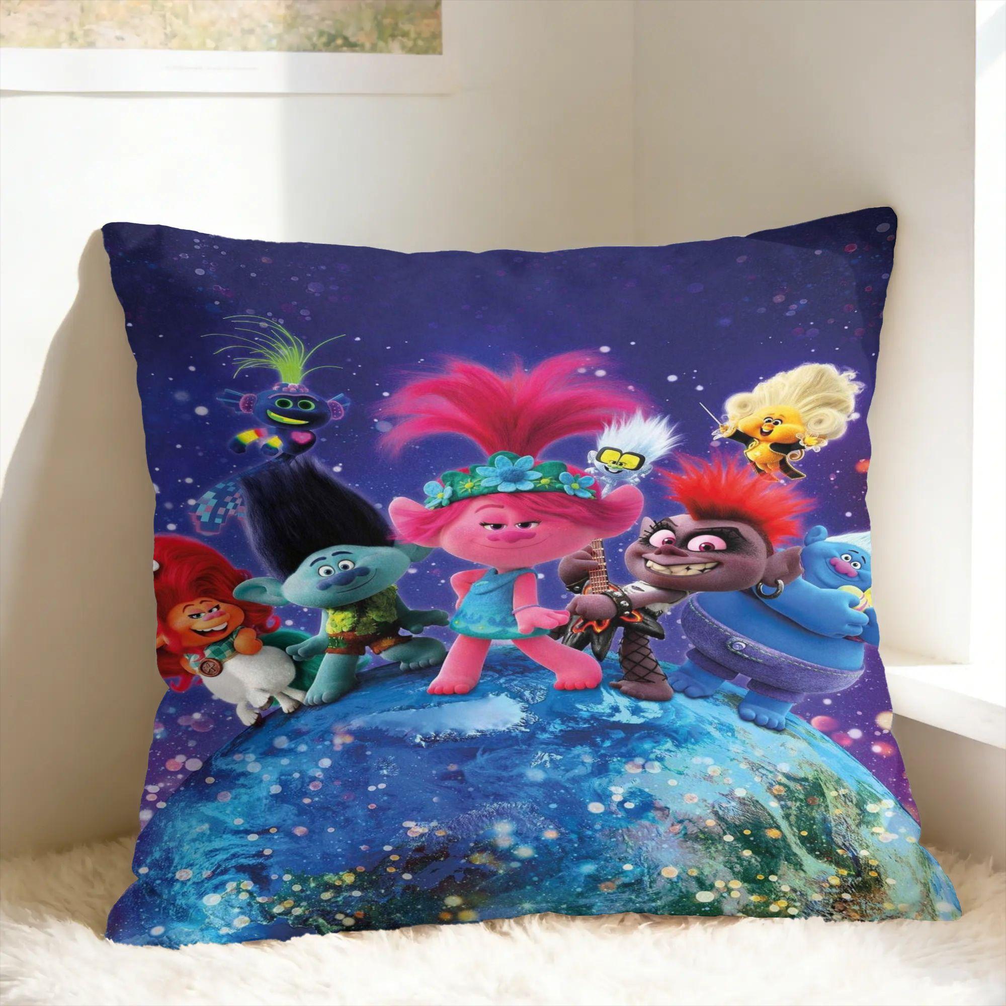 T-Trolls Band Together CARTOON Kussenhoes Retro Trendy Kussenhoes Voor Bank Huisdecoratie Zachte Kussenhoes Verjaardagscadeau 30×30cm
