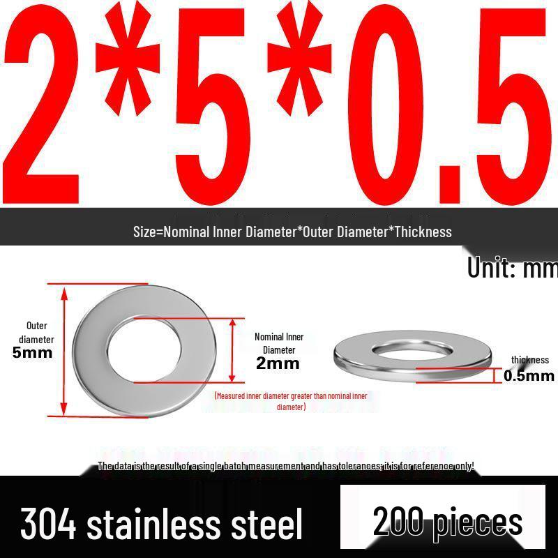 Thickened 304 Stainless Steel Flat Washer Spacer (M2-M36)