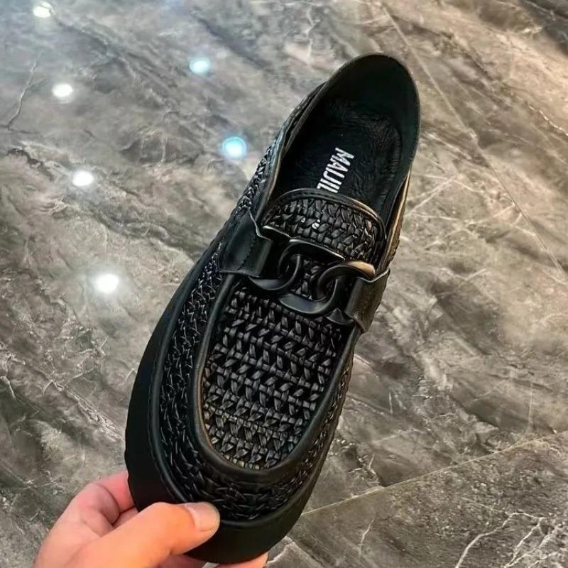 Black Brown Casual Business Loafers Man Platform Shoes Sandals Women Shoe Man Slip on Mules Half Shoes Man