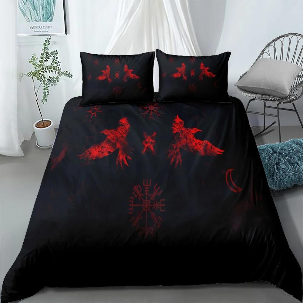 

3D Print 2/3pcs Vigvisir Viking Art Constellation Bedding Set EU Single Double King US Twin Full Queen King Ethnic Bed Linen Set 135x200cm