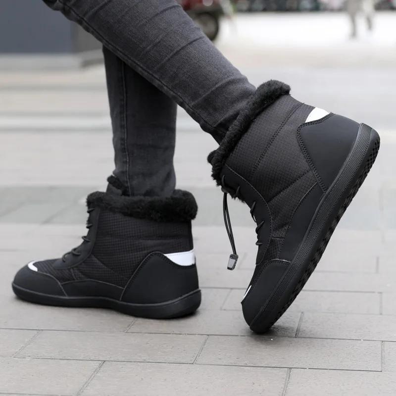 Fashion Women's Winter Snow Boots Fur Lined Barefoot Boots Wide Toe Box Ankle Booties Walking Boots Outdoor With Plush Cotton Shoes