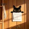 Black Cat Room Decoration Cute Light Switch Decal, Cartoon Peeking Sticker, Peel Funny Pet Pattern Wall Clings And Stick Sticker for Nursery