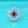 S925 Silver Dancing Heart Moissanite Necklace: Women's 50-Point Colored Moissanite Clover Pendant on Clavicle Chain