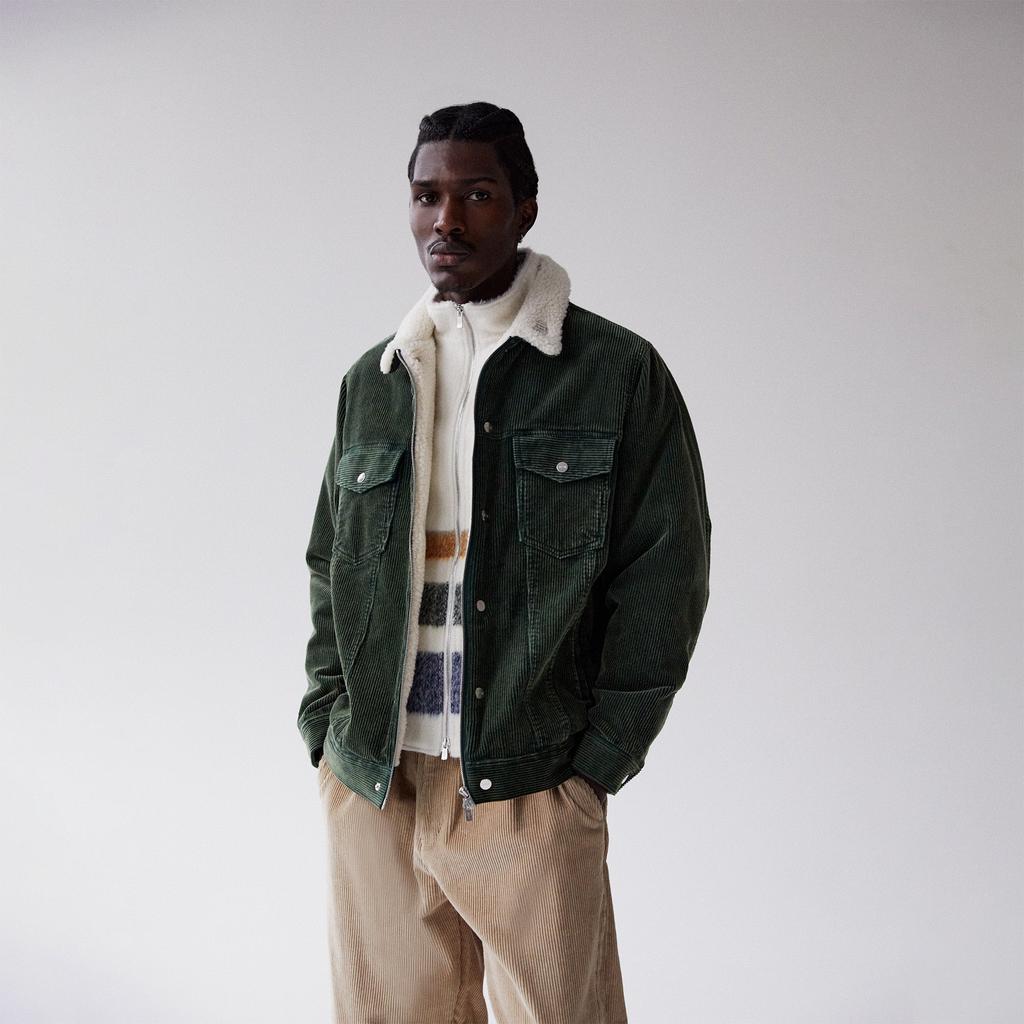 KITH Color Block Pocket Spliced Collar Fleece Warm Jacket Men jackets Green KHM010480