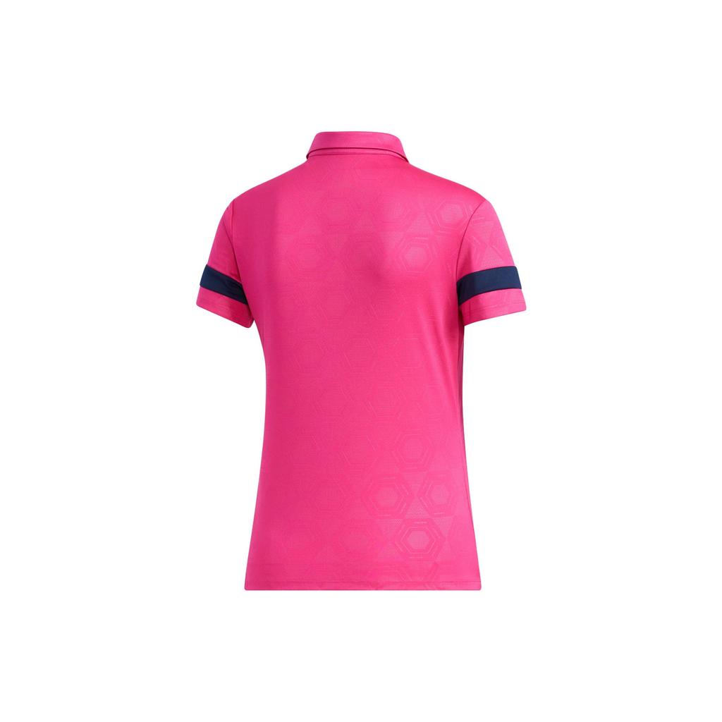 Adidas Color Block Ribbed Sports Polo Shirt Women Tops Pink FJ2438