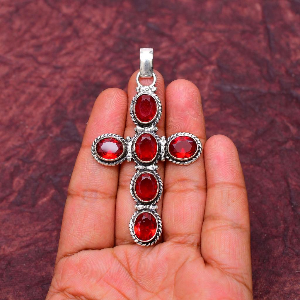 Awesome Garnet Gemstone Pendant: 925 Sterling Silver Handmade Pendant Necklace Jewelry