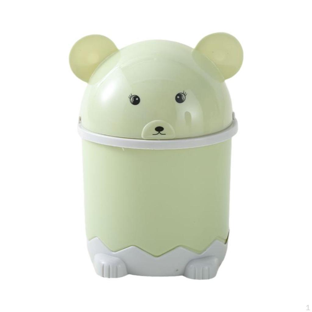 Mini Desktop Trash Can, Cute Waste Bin with Lid, small for Office, Kids Room, Bedroom Pink Bear