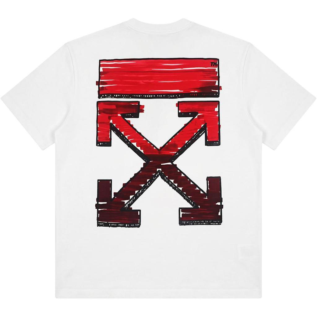 Off-White Ss26 American Street Style Gradient Graffiti Arrow Design Fashion Light Luxury Trendy Versatile Short Sleeve T-Shirt OFFTEGLOG327Q