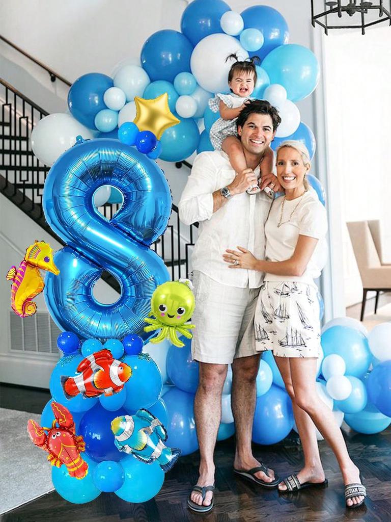24pcs Cute Sea Animal Theme Balloons Lobster Octopus Seahorse Fish Shape Balloon for The Sea Party Decoration Birthday Balloons