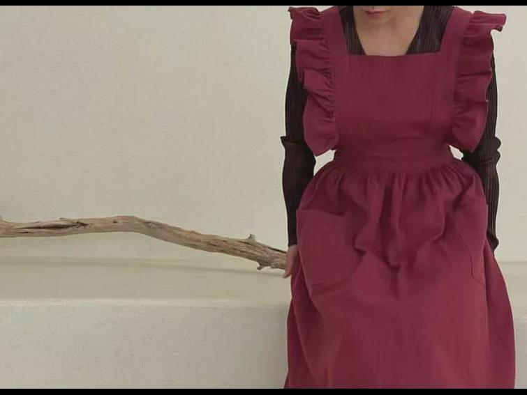 European & American Retro French-Style Ruffled Apron for Baking & Art - Large Size