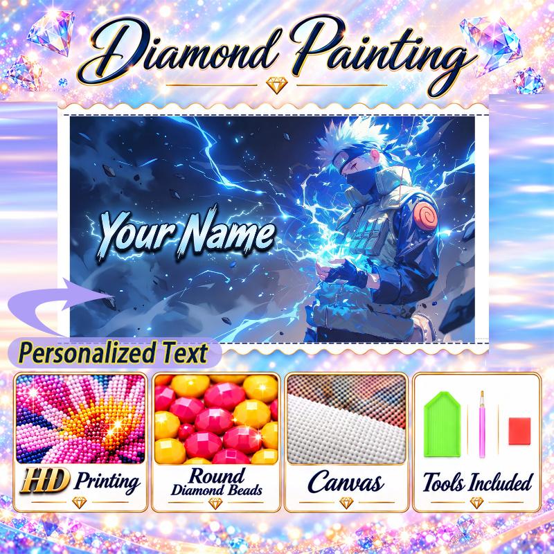 Personalized Kakashi Hatake Diamond Art Custom Name 5D Diamond Painting Full Drill DIY Craft