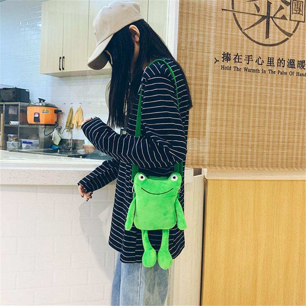 Personality Girl Small Bag Cartoon Cute Frog Casual Messenger Bag Chest Unisex Shoulder Crossbody Women Bag Funny Plush Bag