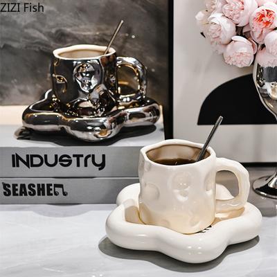 Creative Cheese Coffee Cup Office Ceramic Mug Coffee Shop Afternoon Tea Beverage Milk Cup Light Luxury Home Beverage Set