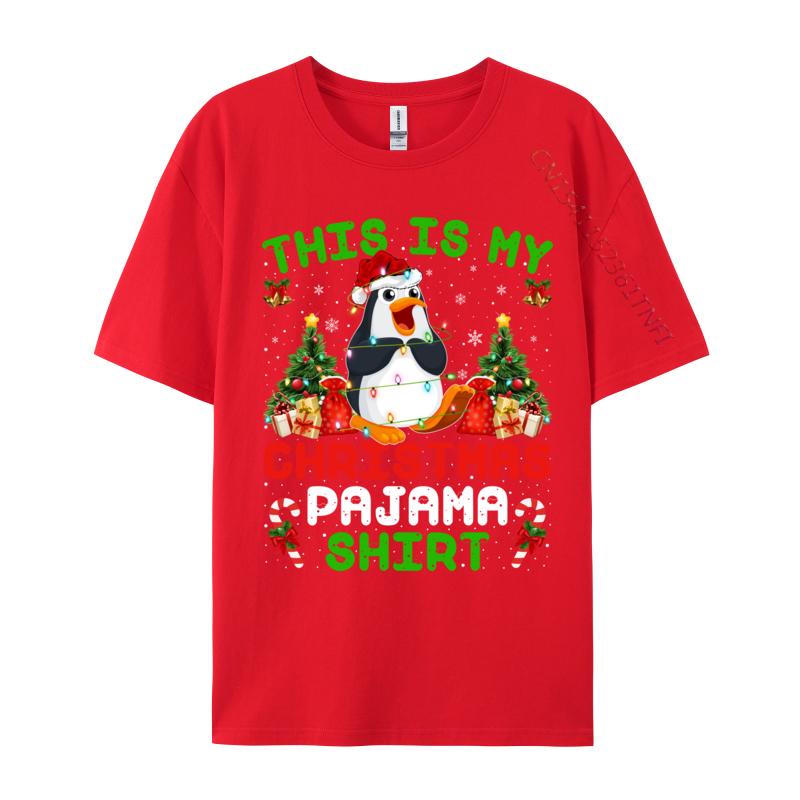 This Is My Christmas Pajama Shirt Emperor Penguin Christmas T-Shirts Adult Tops T Shirt Men Tee Shirt Male
