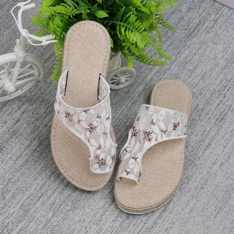 Set Toe Slippers Female Summer New Mesh Thick Bottom Lightweight Casual Outside Wear Flat Bottom Large Size Sandals Slippers