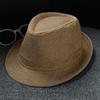 Cotton and Linen Fabric Panama Solid Color Top Hat Jazz Hat Sun Hat Men's and Women's Couple British Sun Hat