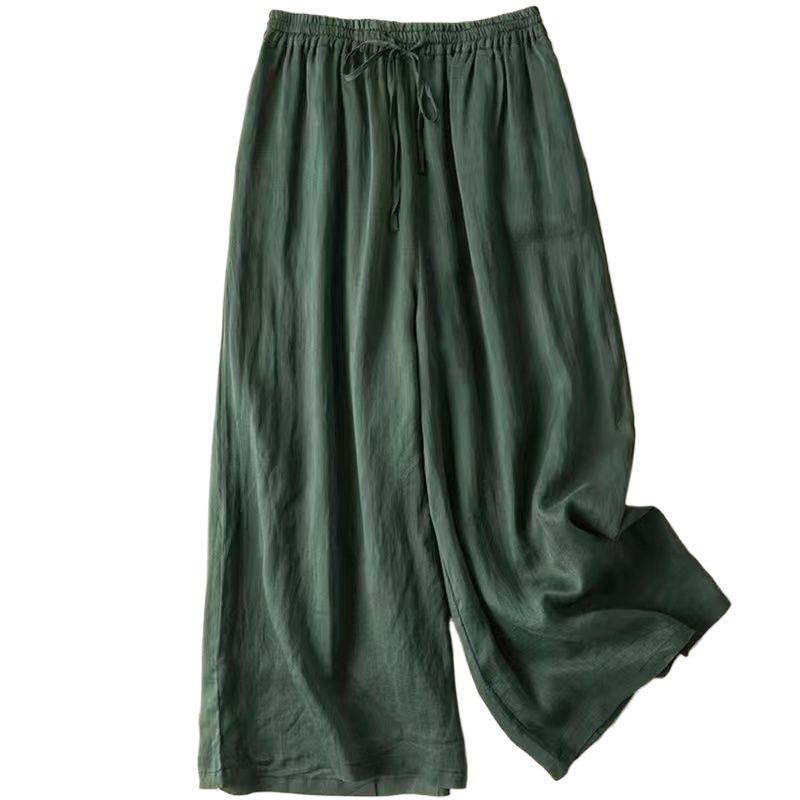 2026 New Women's High-Waisted Wide-Leg Skirt Pants - Breathable, Thin Cotton Linen for Summer