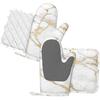 Oven Mitts and Pot Holders Marble White Gold Silicone Kitchen Accessories Set of 4 Heat Resistant Long Gloves Potholder Non-Slip Grip for Chef