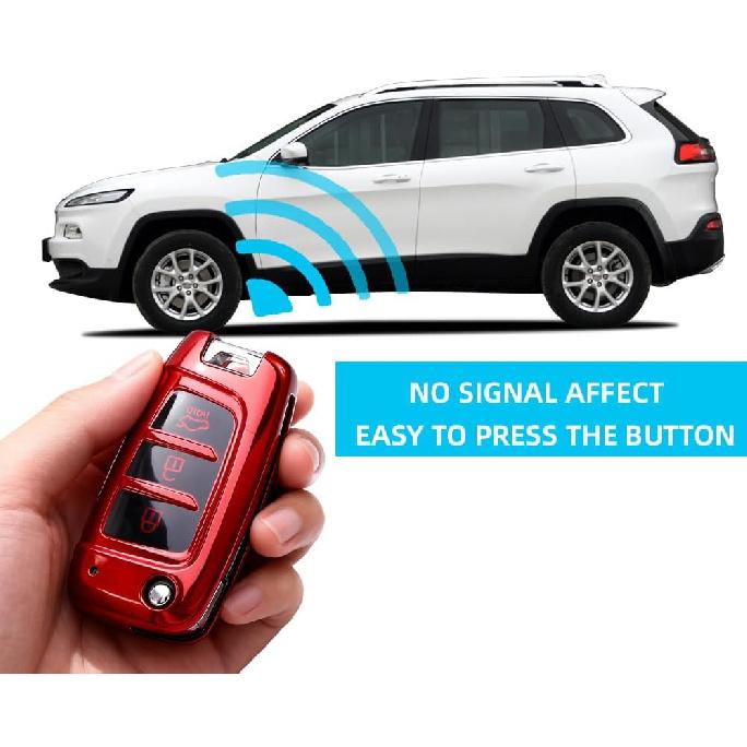 Key Fob Cover Case Compatible with Hyundai Venue Accent Kona SE Santa Fe Palisade Key Shell Protector with Bling Keychain 3 Button B Red