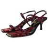 Zara Elegant High Heel Velvet Pattern Decorative Strap Sandals 6cm Women Sandals Crimson 11359410-38