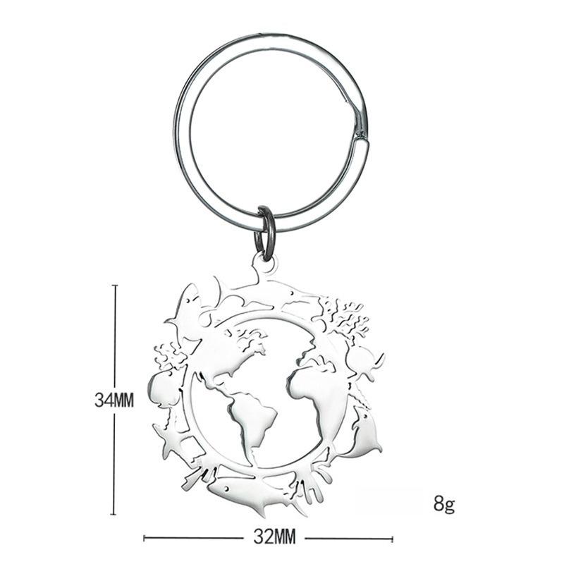 Building Animal Stainless Steel Keychain Modern Minimalist Style Fashion Couple Pendant Practical Daily Bag Charm