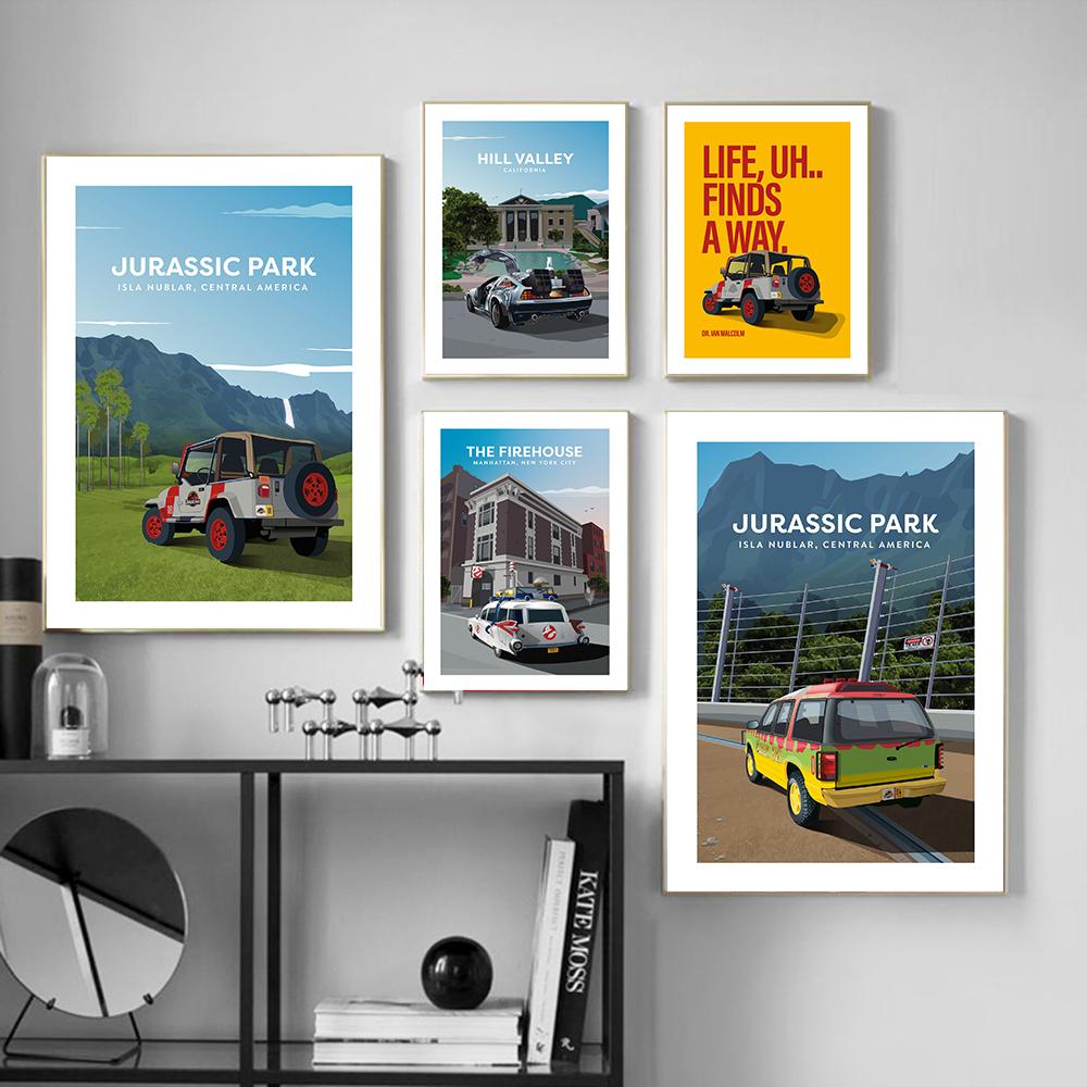 

Классический фильм «Машина возвращается в будущее» Пожарная бригада «Охота на призраков и отряд смерти» постер для гостиной Картина маслом Настенное искусство для дома