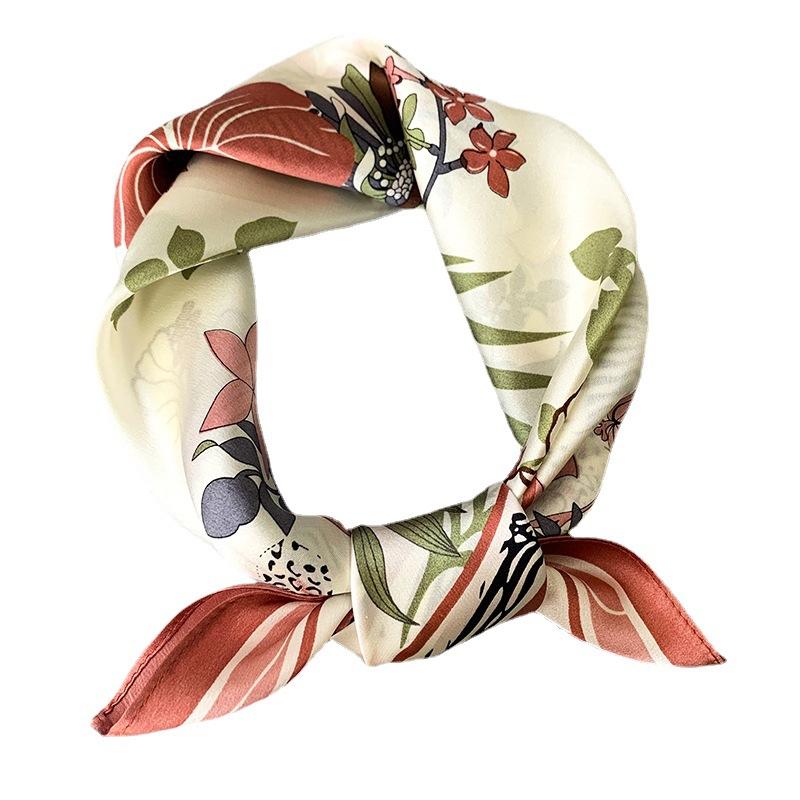Early spring new flower pattern mulberry silk small silk scarf spot foreign style collarbone decorative scarf scarf scarf scarf