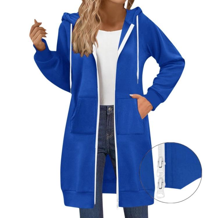 Lässige Hoodie-Jacke Damen Mode Raglanärmel Langarm Doppelreißverschluss