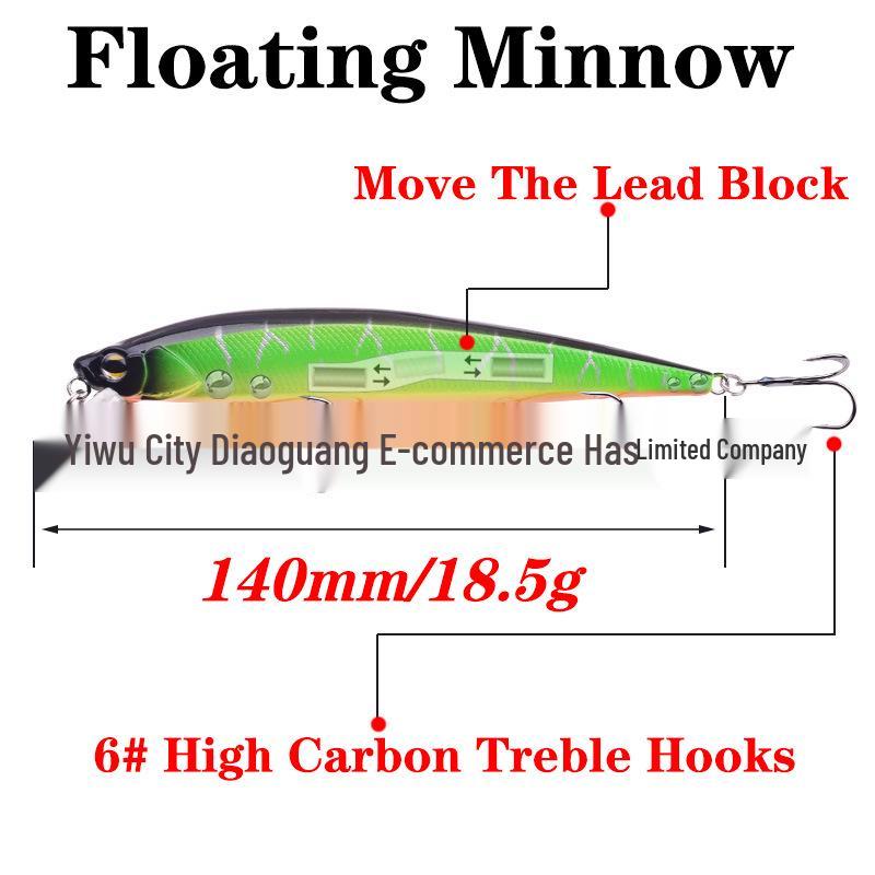 14cm/18.5g Realistic Sliding Weight Minnow Lure for Long Cast Aspius Fishing