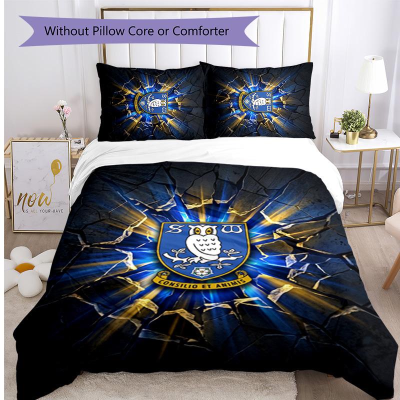 Sheffield Wednesday Football Printed 3 Pieces Bedding Set, Comfortable Skin Friendly Bedroom Duvet Cover Set