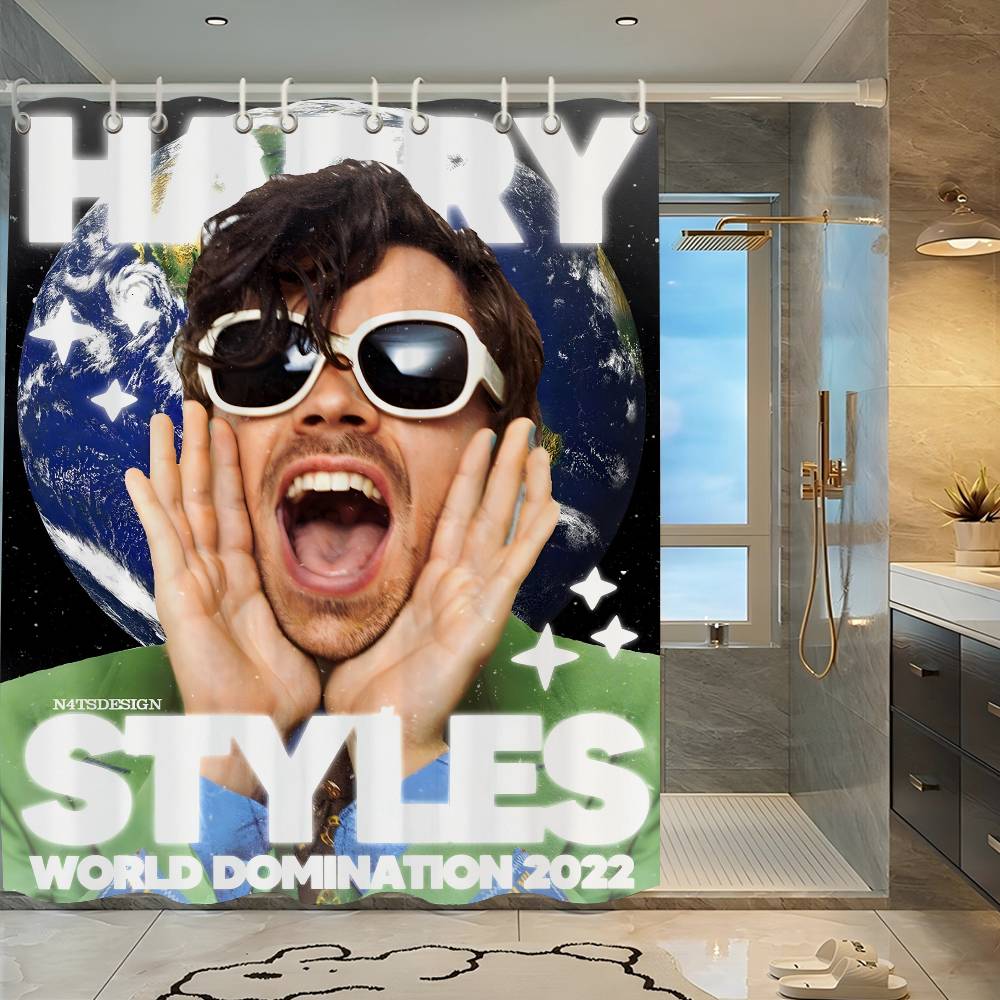Singer H-Harrys S-Styles Movie White Shower Curtain, Bathroom Decorative Shower Curtain, Waterproof Shower Curtain With Hooks