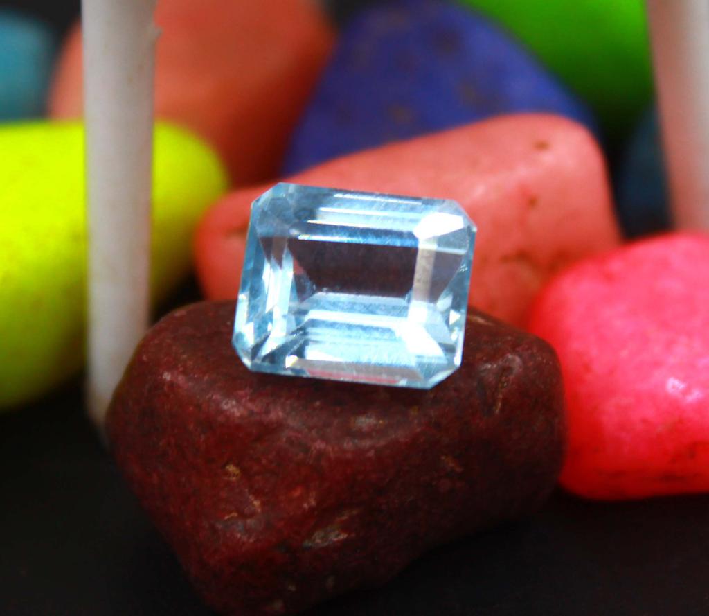 6.65 Carat Attractive Offer Sky Blue Aquamarine Brazil Emerald Shape Certified Gemstone SN119