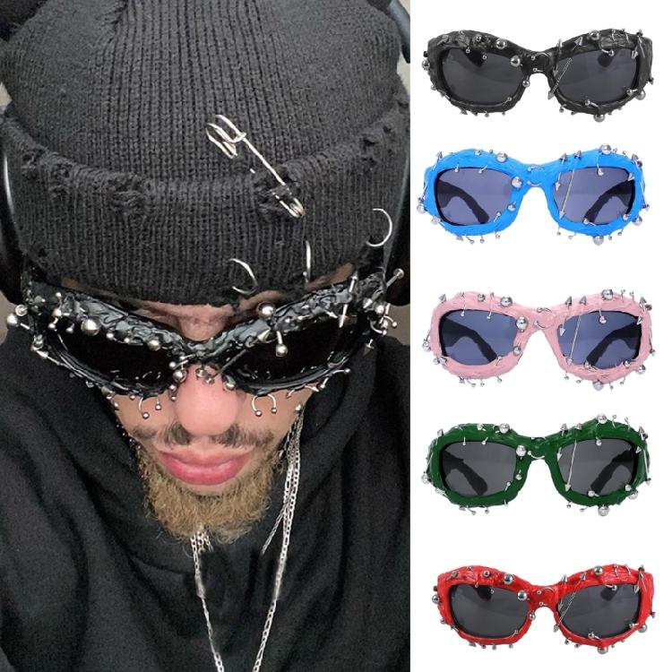 Stylish Rivet Frame Sunglasses with UV380 Protections for Women Men Unisex Everyday Use Eyeglasses Dance Show Props
