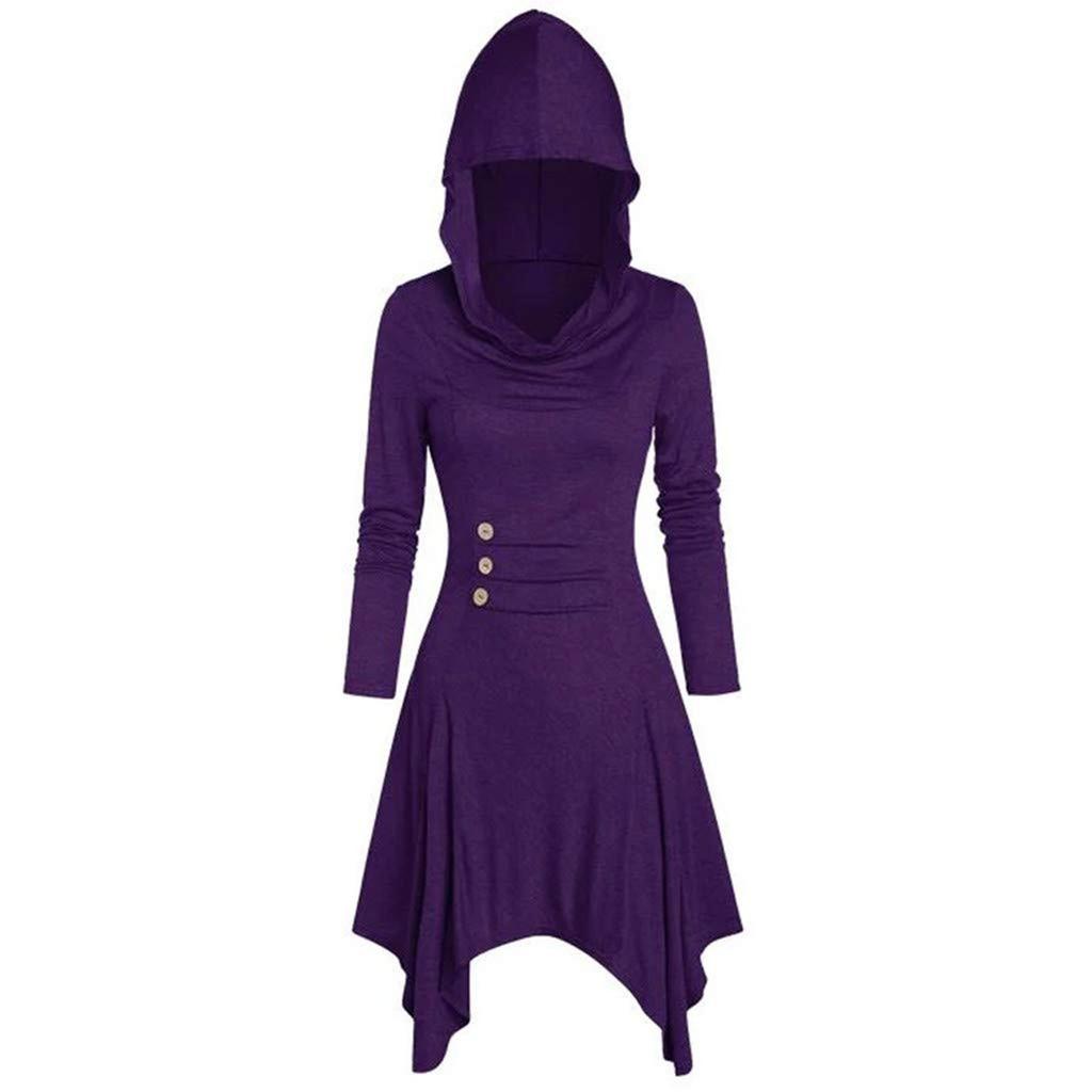 Women Costumes  Hooded Vintage Pullover High Low Bandage Long Dress Cloak